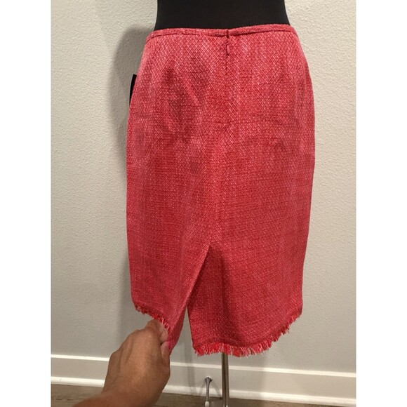 Kasper Tweed Pink 2pc Skirt Suit Frayed Trim Single Breasted Blazer Petite 10P - Picture 13 of 16